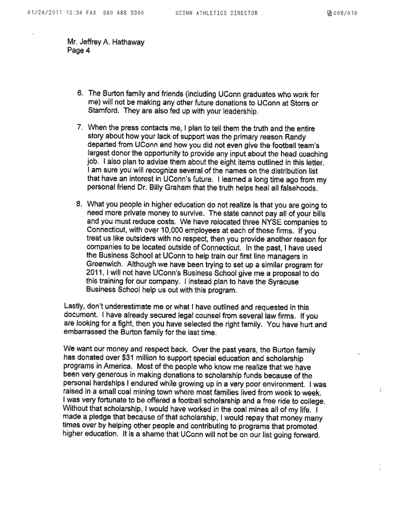 Illustration for article titled Here's The Angry Letter That UConn Donor Wrote Demanding His Money Back